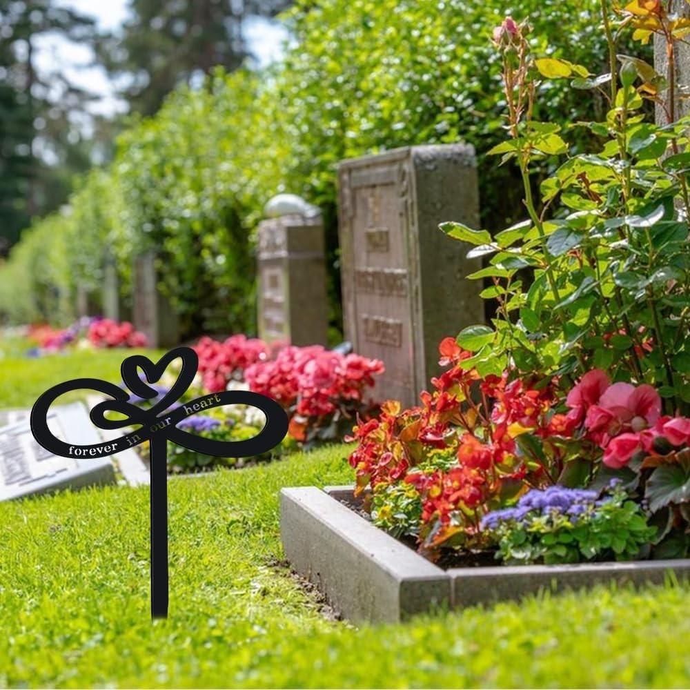 Memorial Grave Stake Forever in Our Hearts Grave Marker Heart Grave Decoratio…