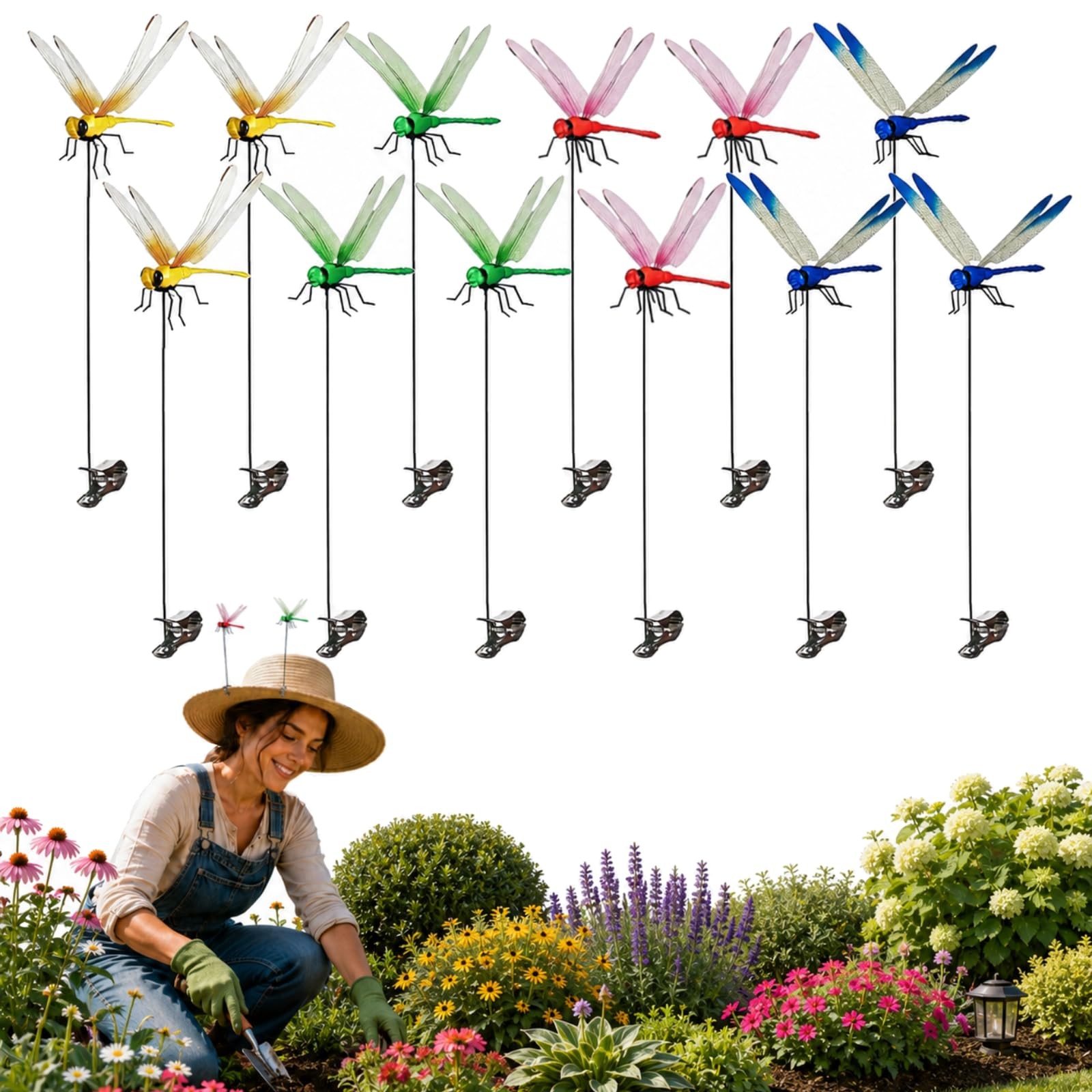 12 Pack Dragon Fly Clips, Bug Decoration for Hats and Gardens