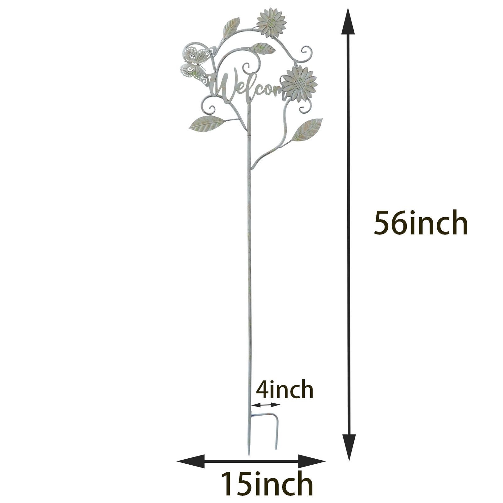 Decorative Metal Garden Stakes With Welcome Sign Patio Yard Decor