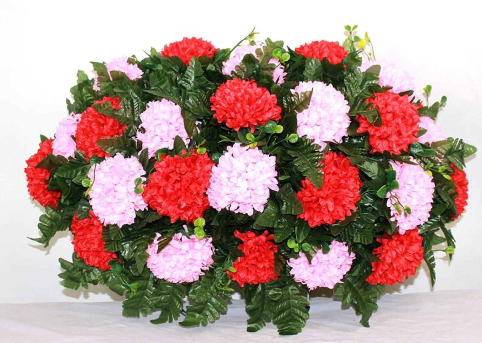 XL Handcrafted Pink and Red Carnations Cemetery Flower Arrangement