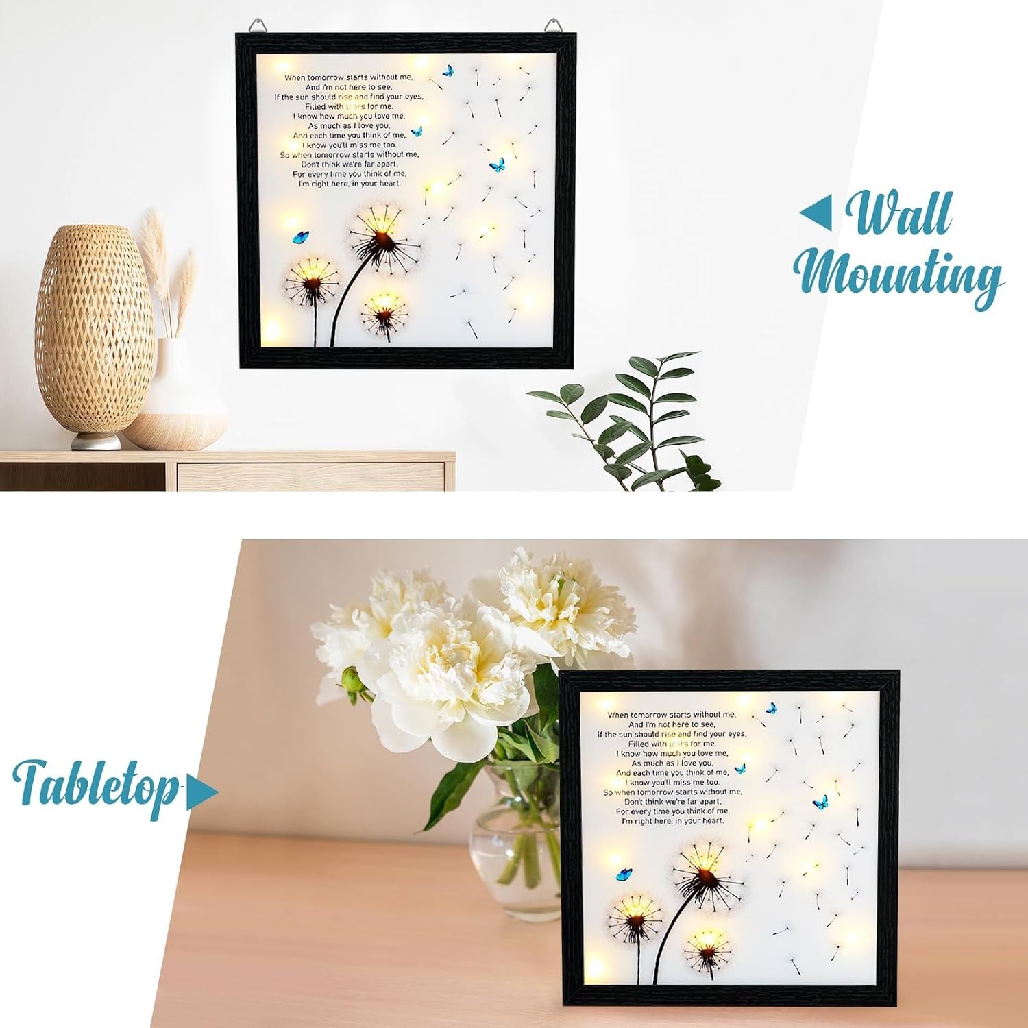 Dandelion Design LED Shadow Box – Thoughtful Memorial Gift for Grief Support