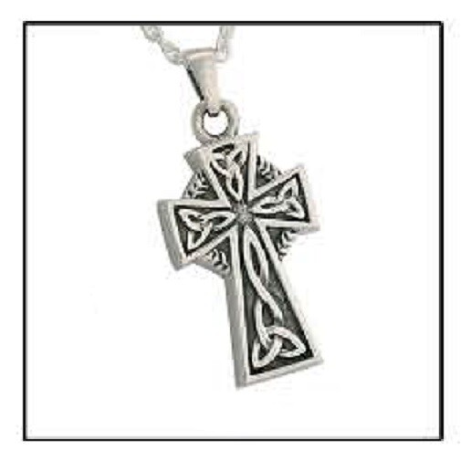 Curvy Cross Sterling Silver Funeral Cremation Urn Pendant w/Chain for Ashes