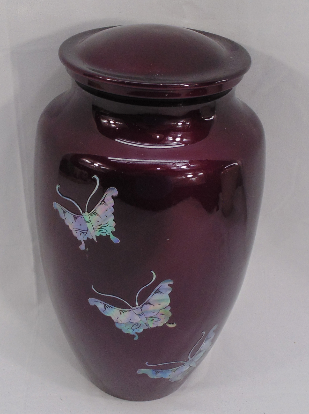 Red Mother Of Pearl Butterflies Funeral Cremation Urn Adult Full Size