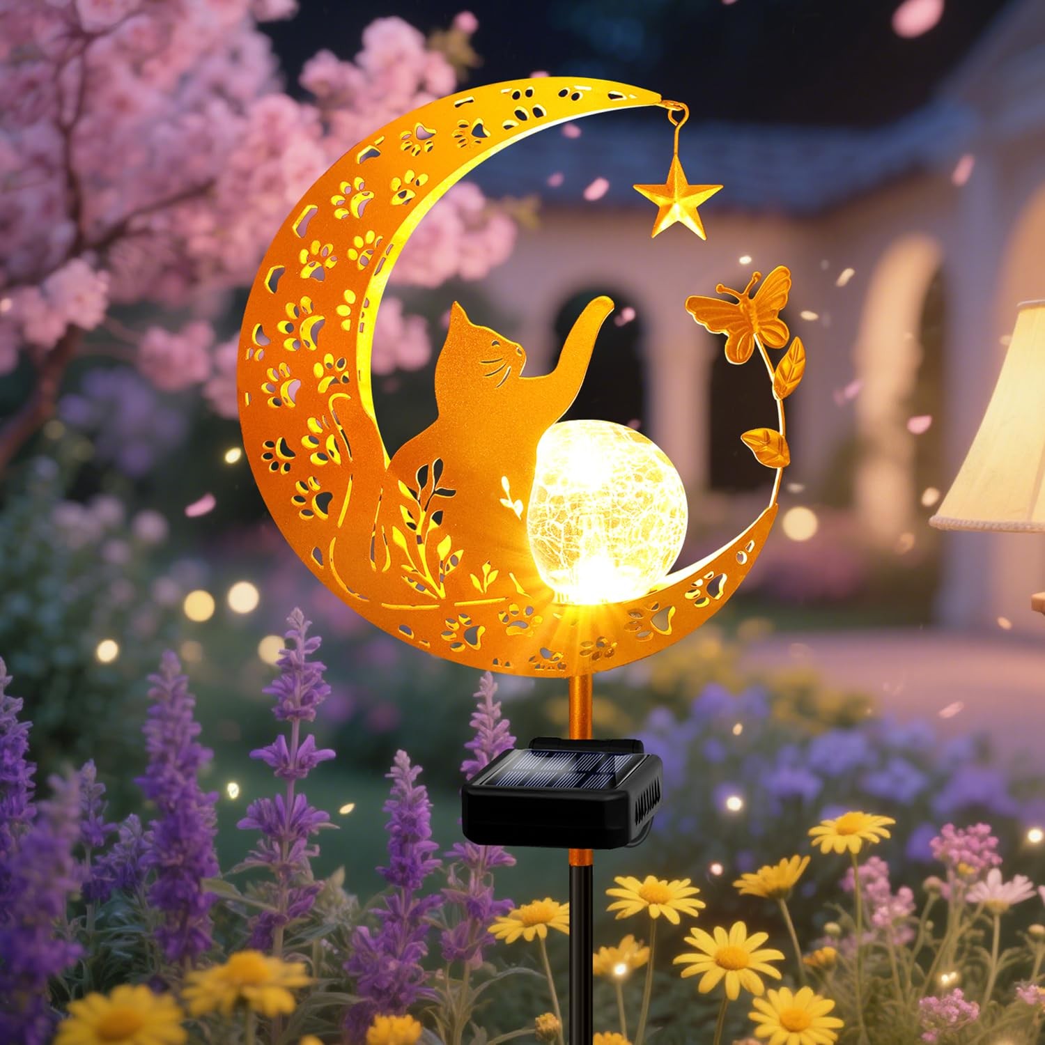 Waterproof Solar Garden Lights – Cat Pathway Stake Decor for Outdoor Spaces