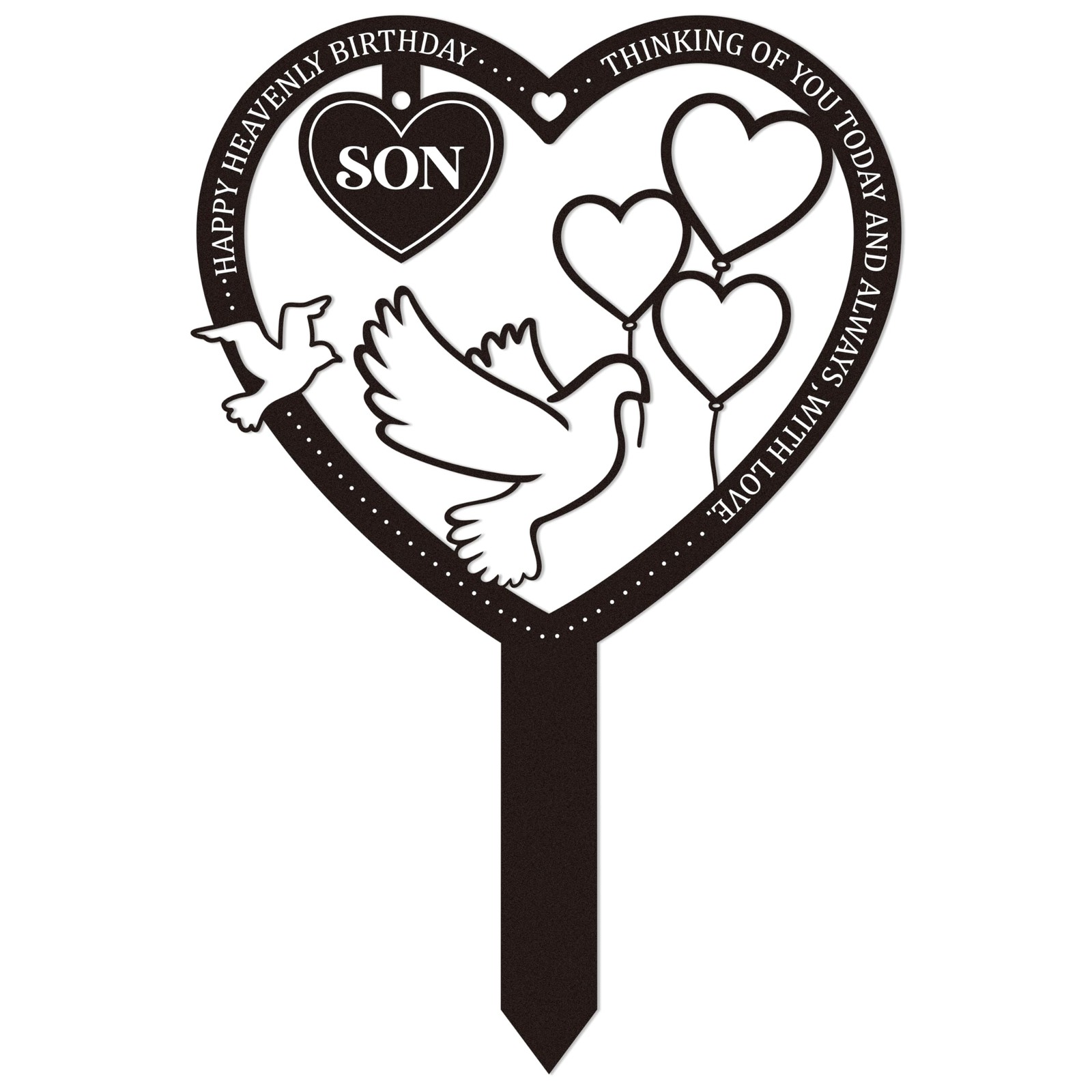Metal Memorial Grave Markers Heart Sympathy Plaque for Cemetery Decor