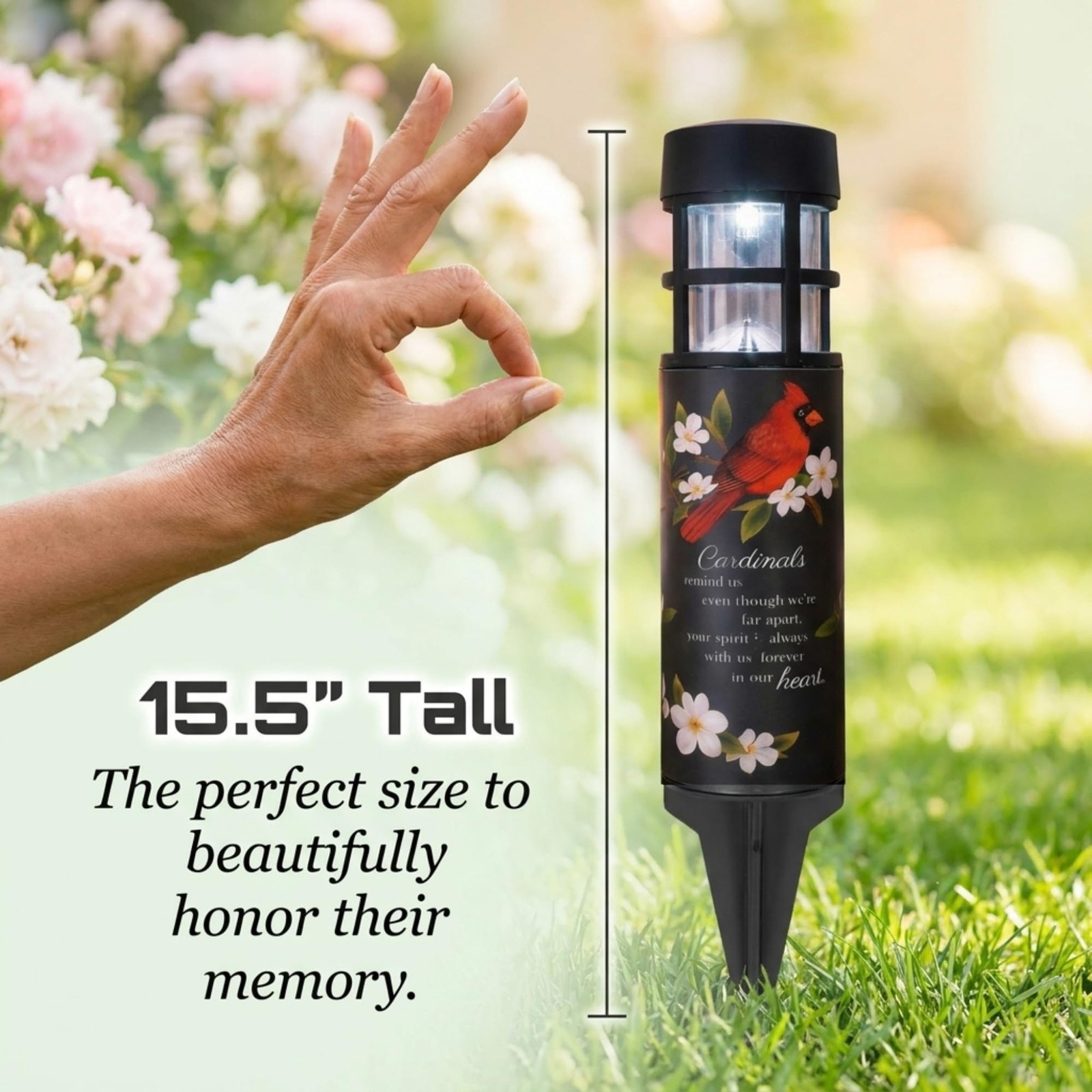 “Forever in Our Hearts Cardinal Solar Memorial Light