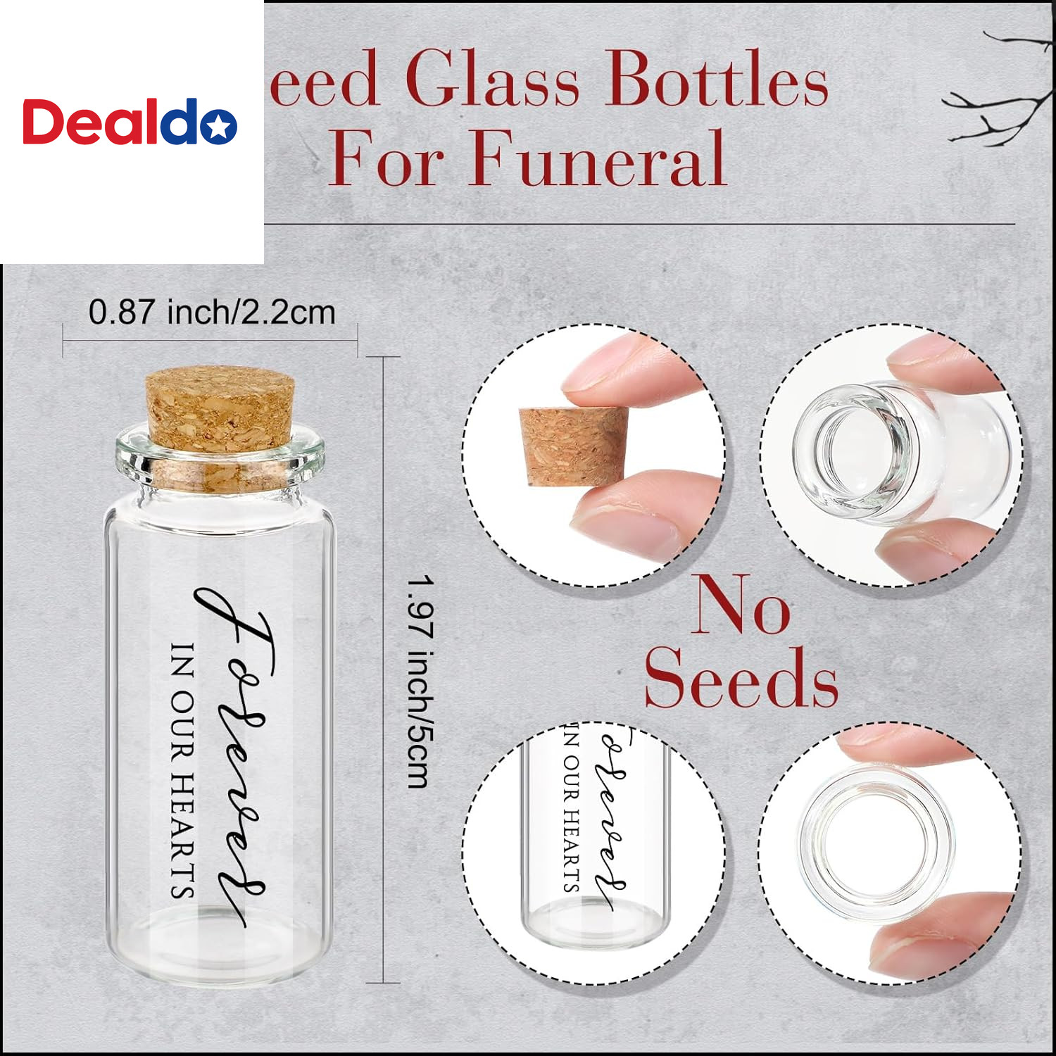 100 Sets Funeral Favors Memorial Seed Big Glass Bottles with Cork Stopper Funera