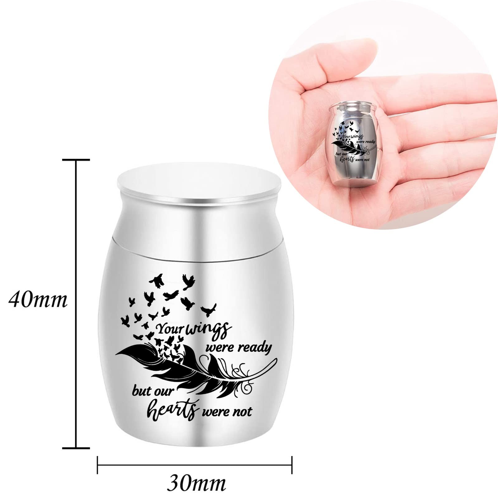 Small Keepsake Urns for Human Ashes – Set of 6 – Share Urn with Black/Silver