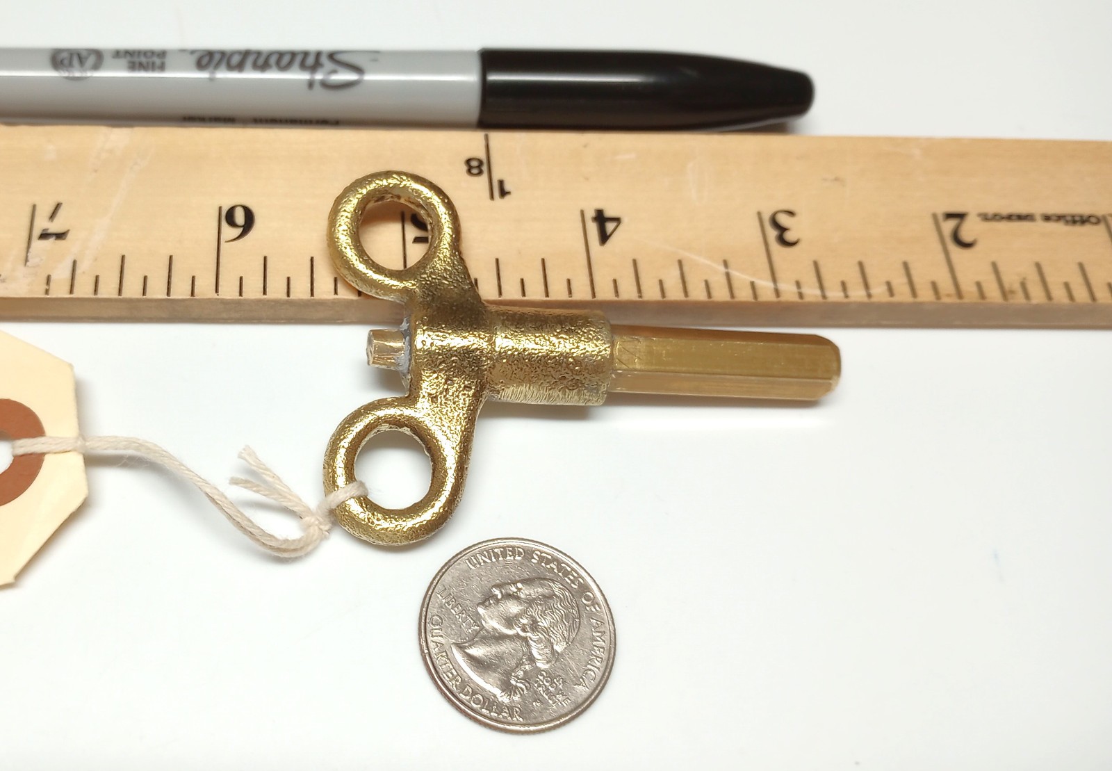Yellow Brass Pocket Casket Key / Coffin Key
