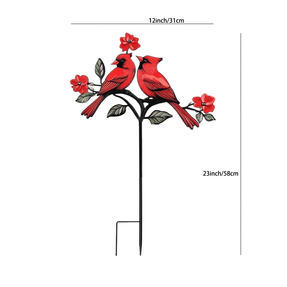 Red Cardinal Garden Stake Metal Outdoor Decor for Patio & YardRed Cardinalb