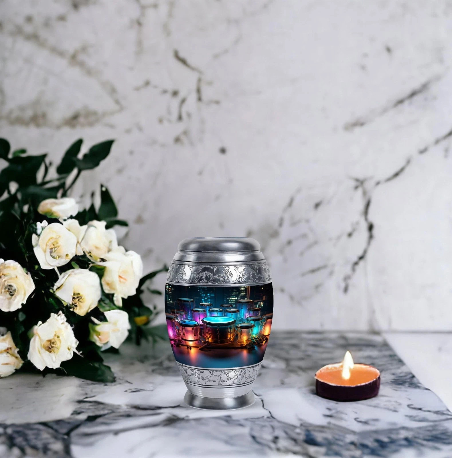 Drum Burial Urns for Adult Human Ashes Dad – Small Human Urn for Ashes for Wo…