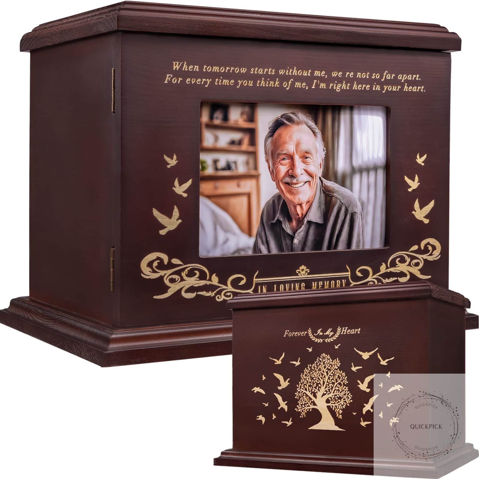 Cremation Urns for Human Ashes, Wooden Urn for Ashes Adult Male Female, Wooden
