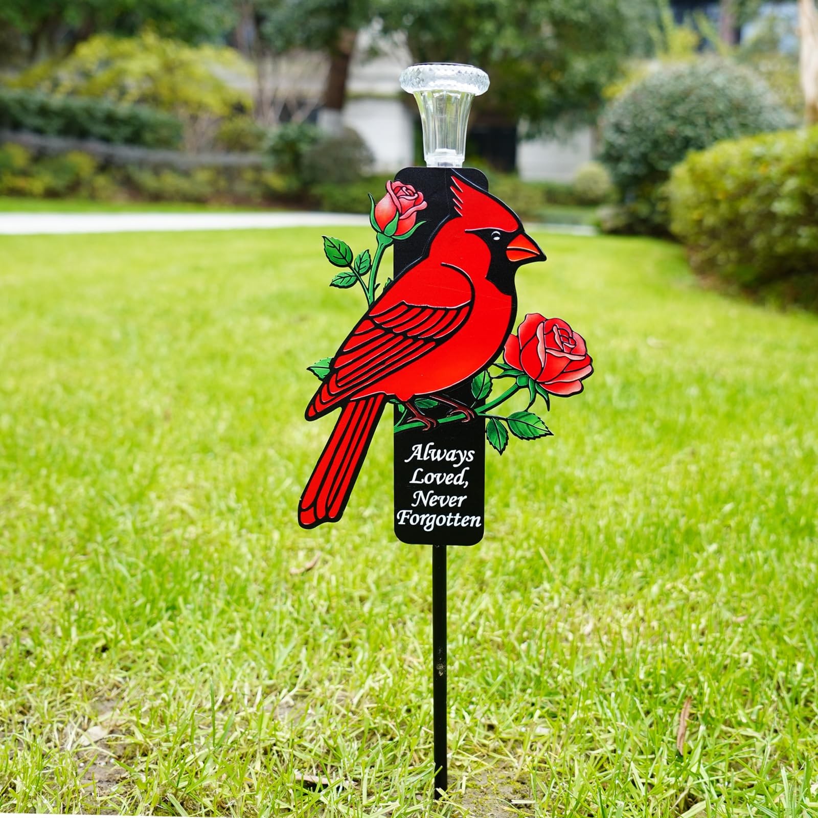 Solar Cardinal Memorial Stakes – LED Cemetery Decorations, Sympathy Gift for