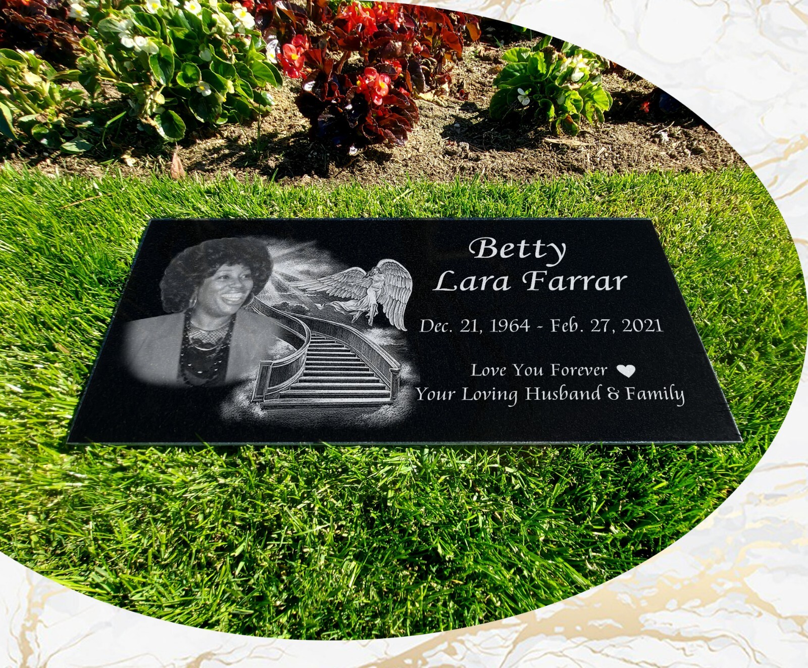 Memorial Headstone 24x12x3/4 inches Human Grave Marker Tombstone Black Granite