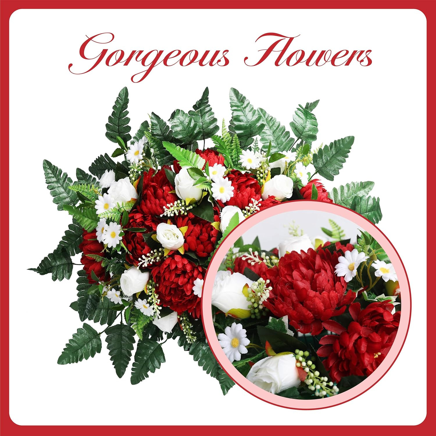 Artificial Cemetery Flowers – Red Roses & Chrysanthemums for Grave Saddle