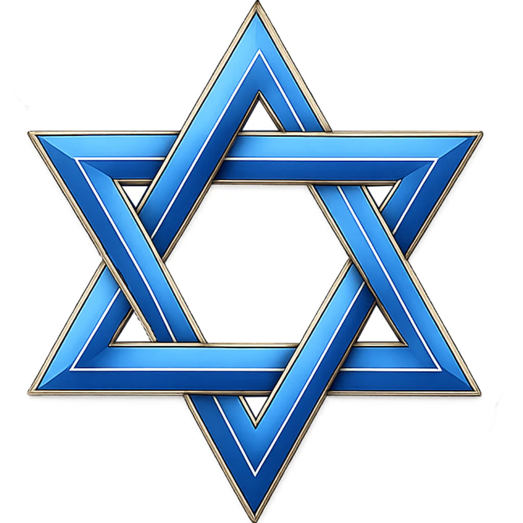 Star of David Blue Transparent w/ Fully Transparent Medallion for Box Cremation
