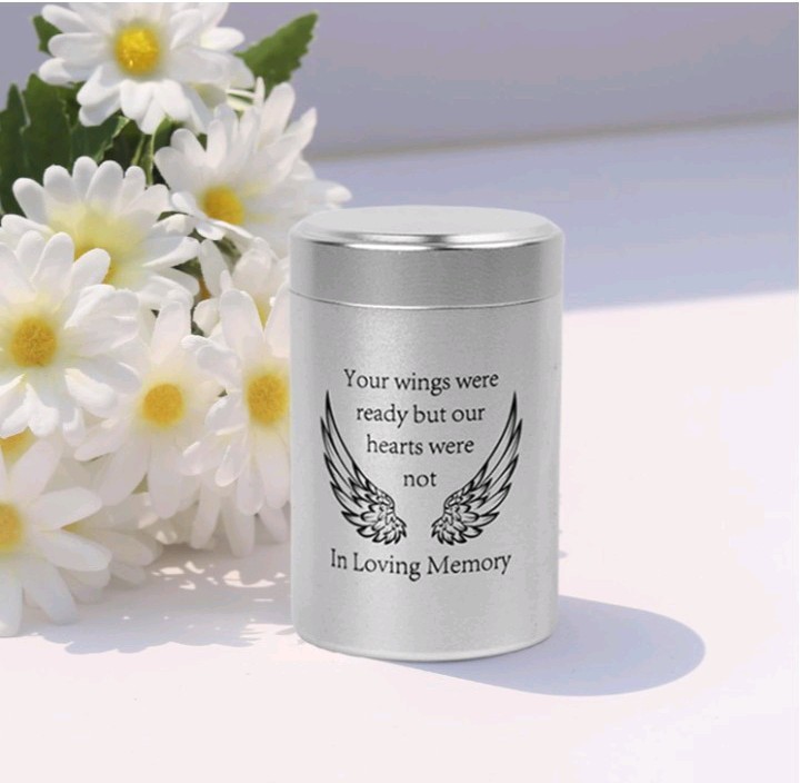 New Mini Urn For Ashes.Silver/Black