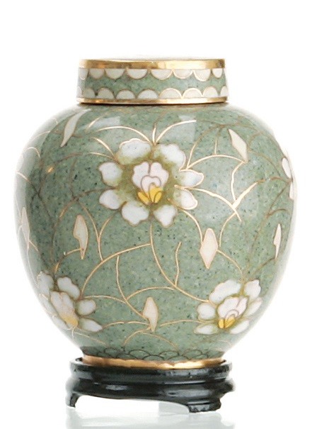 Small/Keepsake 2.5 cubic inches Pear Blossom Flower Cloisonne Cremation Urn