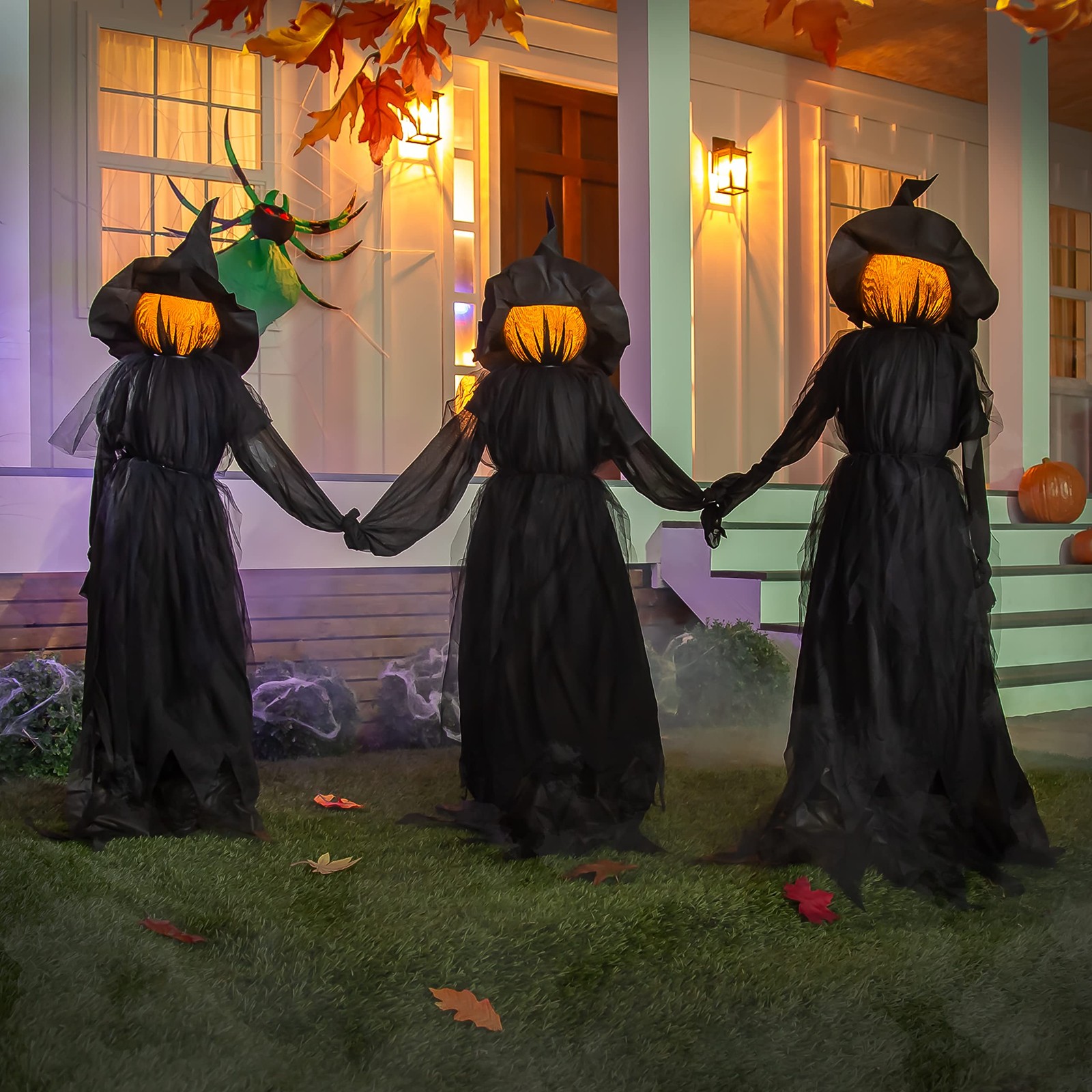 Evergreen Set of 3 LED Black Halloween Witches with Hats Stakes | 4 Feet Tall