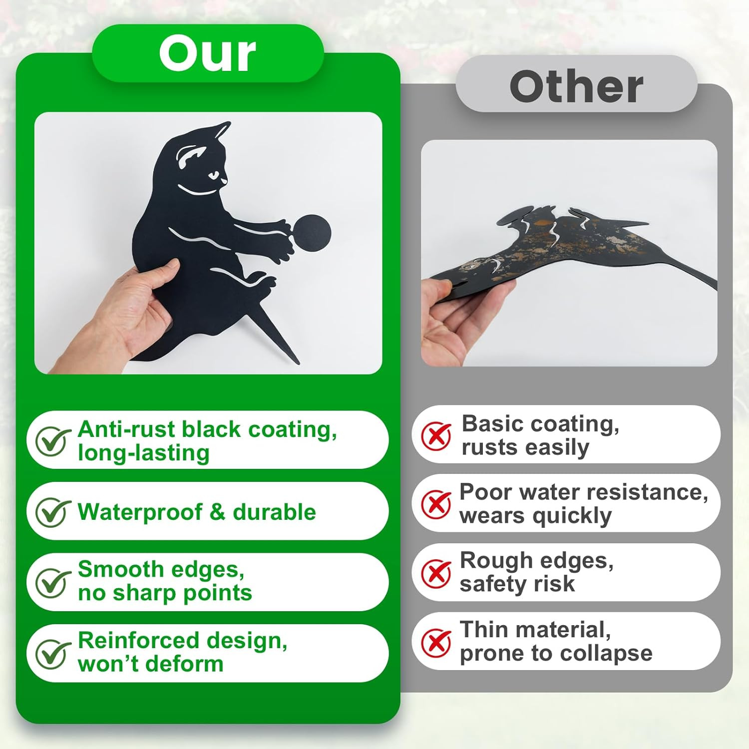 Decorative Garden Stakes, Animal Silhouette Set of 2-12 Inch Rust-Resistant Meta
