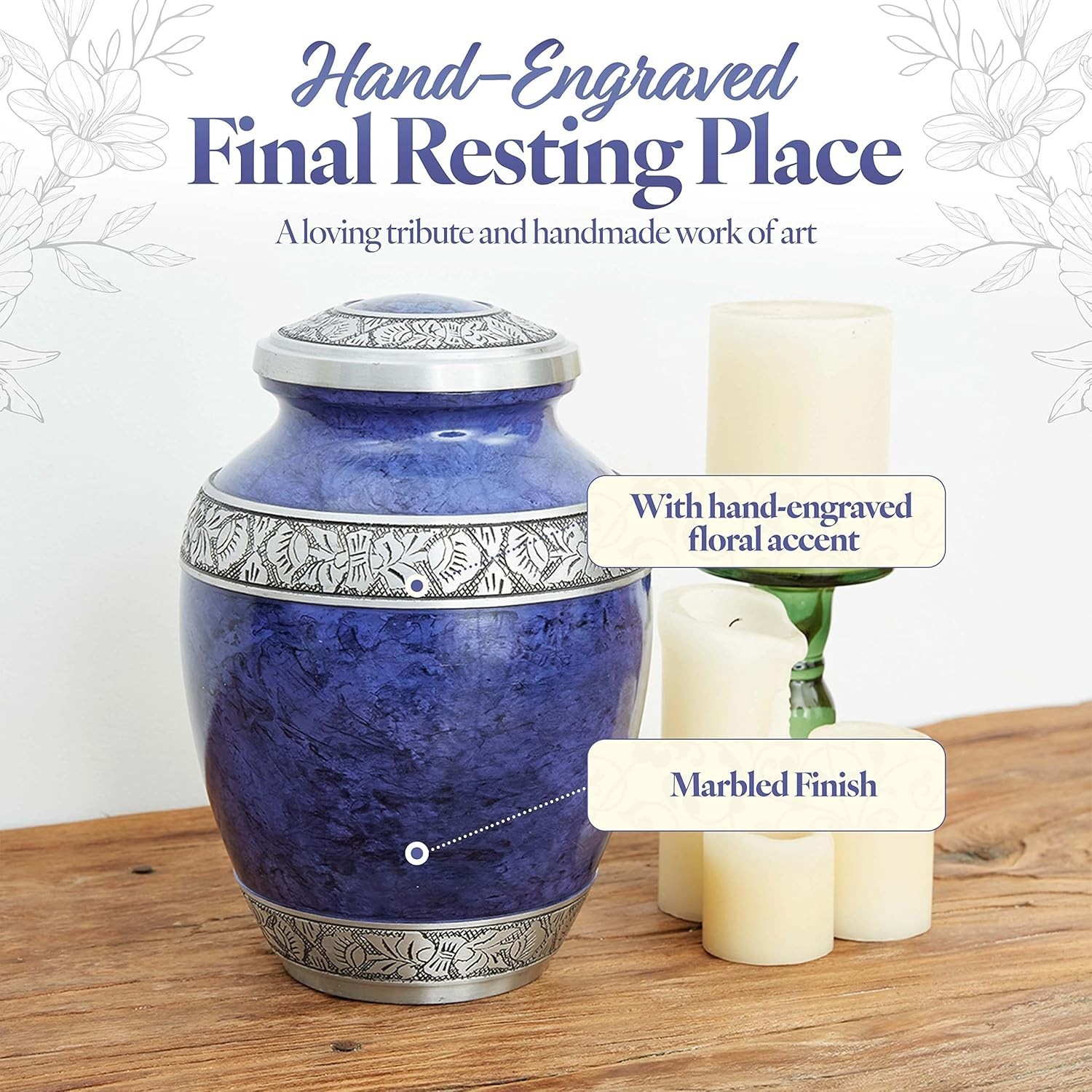 Durable Purple Cremation Urn with Threaded Lid – Handcrafted Memorial for Adults