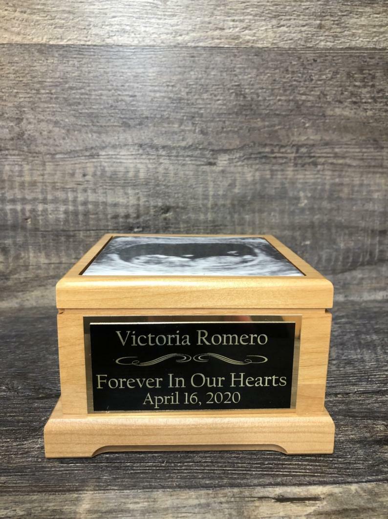 Miscarriage Ultrasound Baby Urn Cremation Urn Photo Tile & Personalized Plate