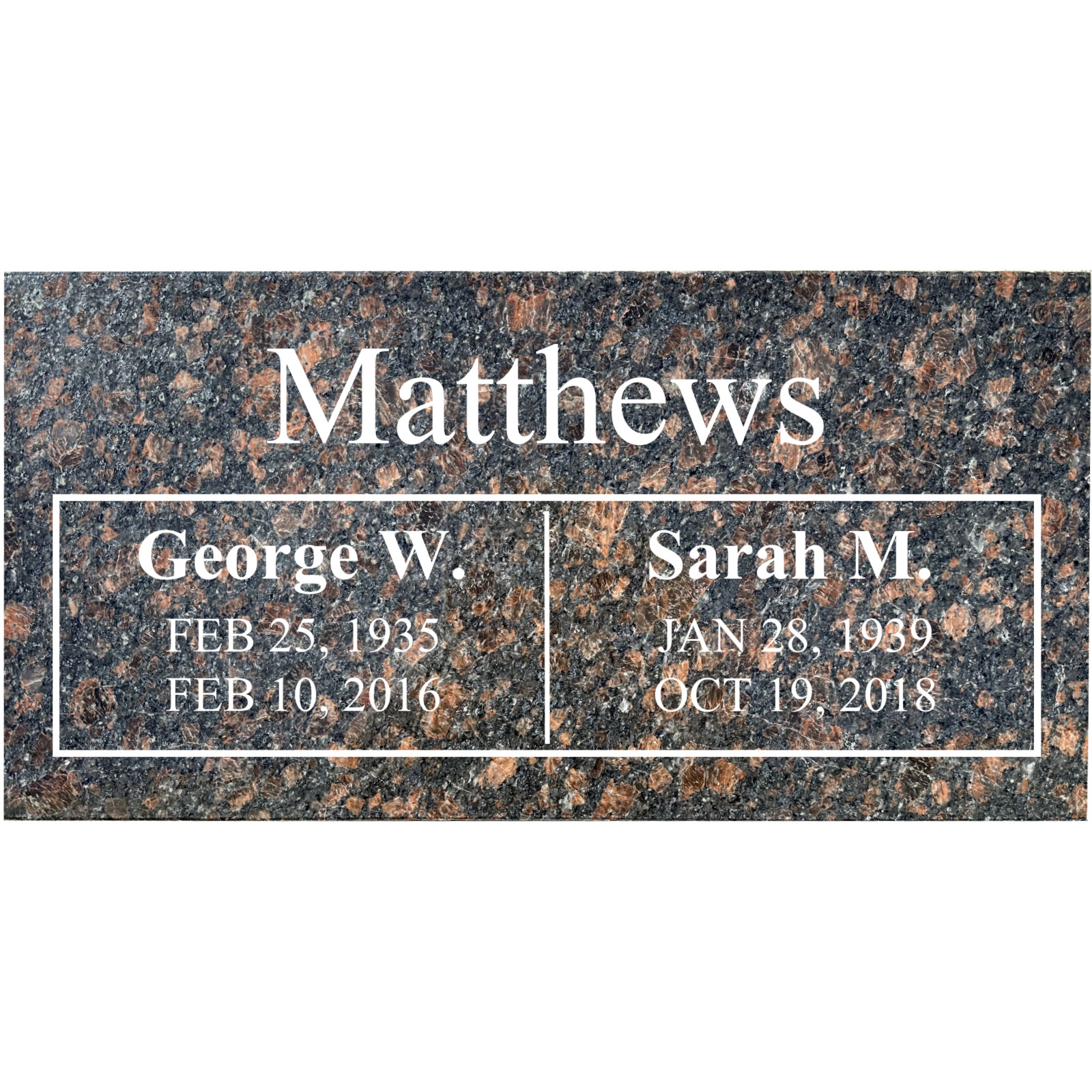 Headstone -cemetery grave flat marker 24x12x4″ includes engraving- Tan Brown