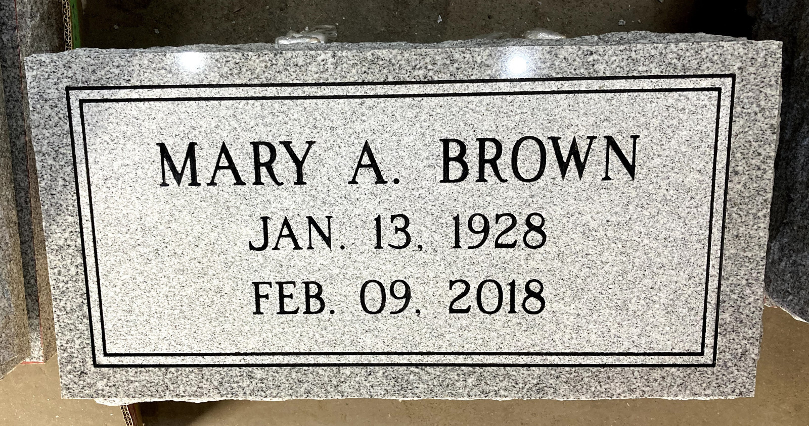 Granite Memorial Flat Grave Marker Cemetery Funeral Gray 24″x12″x4″