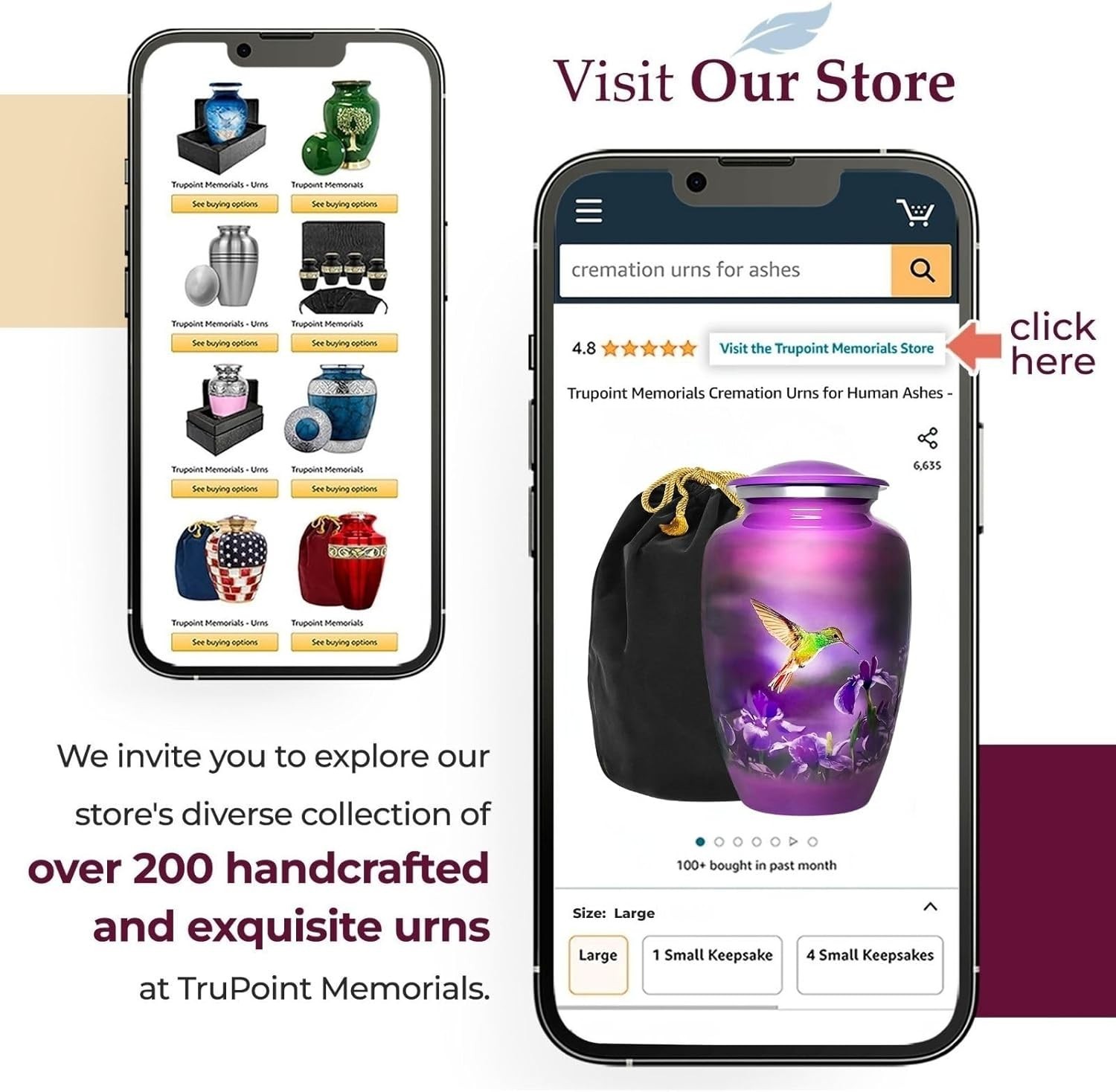 Urns for Human Ashes Adult Female and Male, Decorative Burial Urn, Funeral Cr…