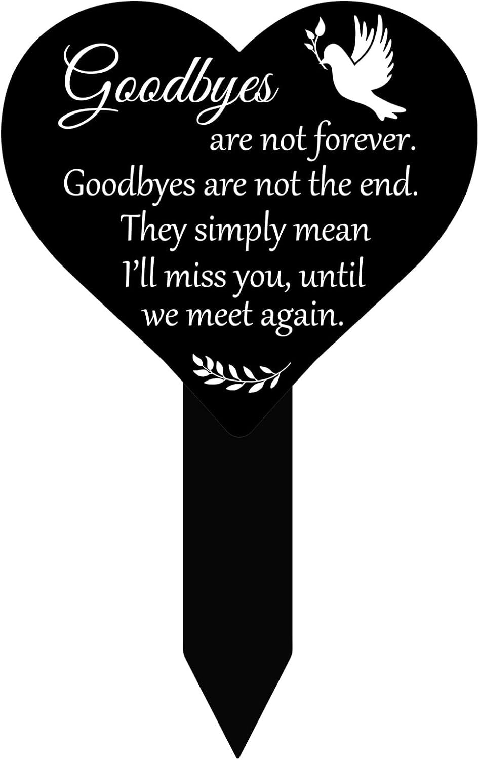 Heart Memorial Remembrance Plaque Stake Acrylic Grave Marker for Cemetery Black