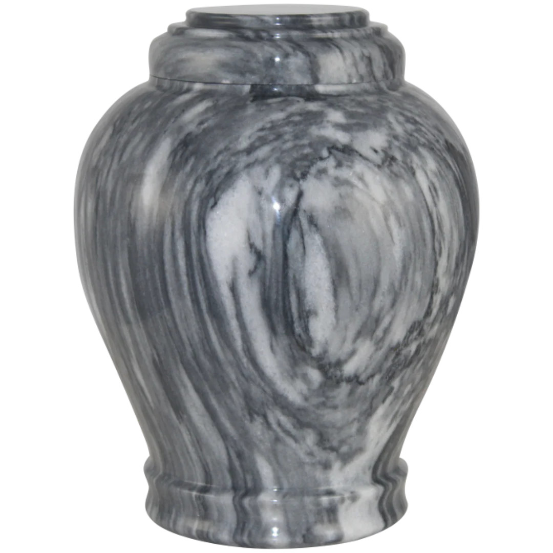 Large/Adult 220 Cubic Inch Embrace Cashmere Gray/White Marble Cremation Urn