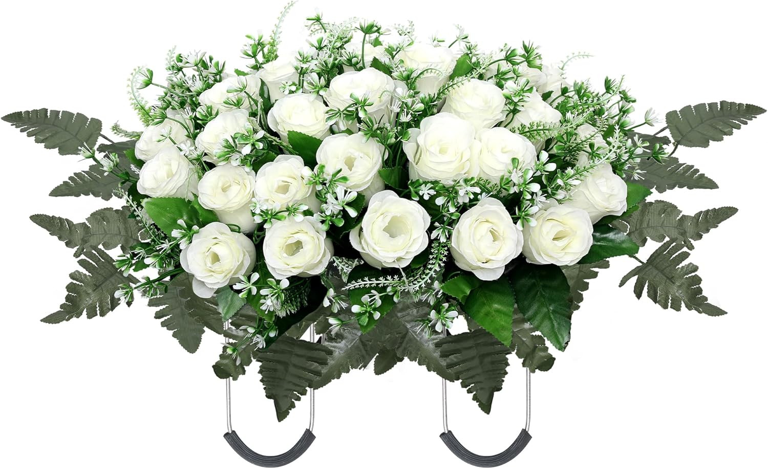 Headstone Flower Saddle,Large Artificial Headstone Flower Saddles for Graves,Cem