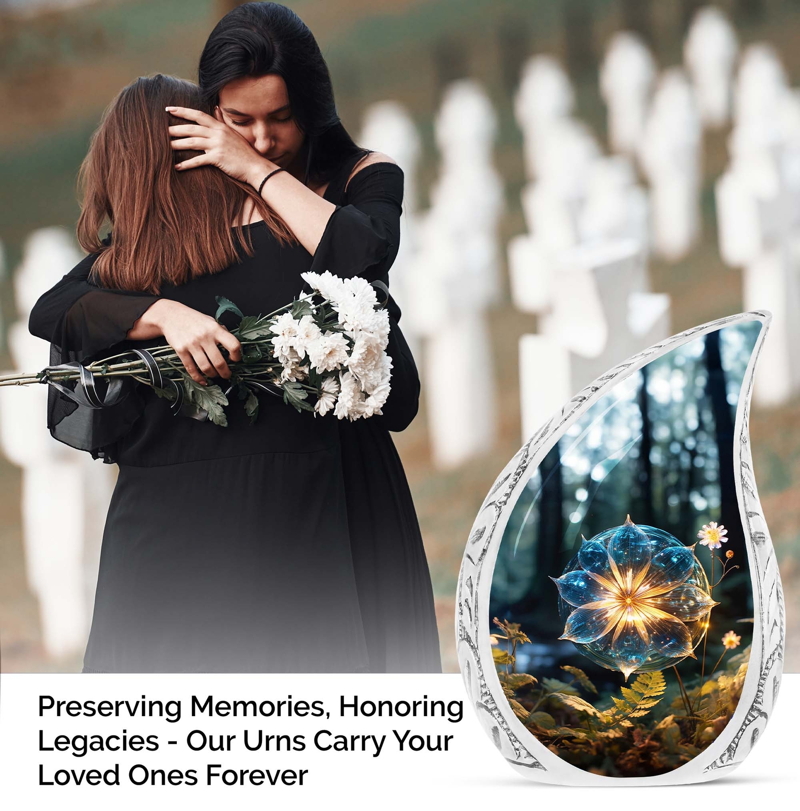 Stunning Glass Lilly Tribute, Dignified Resting Place for Beloved Women Crematio