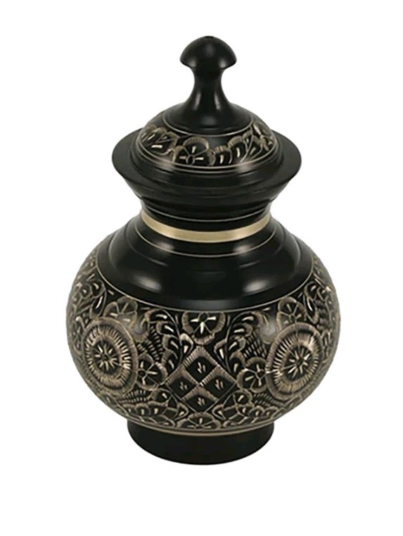 NEW Terrybear 2512B Black Cremation Pet Urn Brass 6 1/2″ TALL 40 CUBIC INCHES