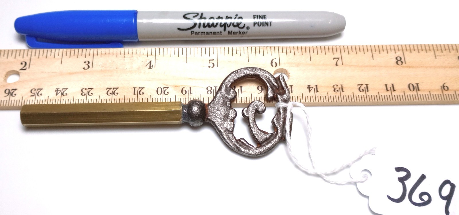 Cast Iron and Brass Skeleton Coffin Key / Casket Key