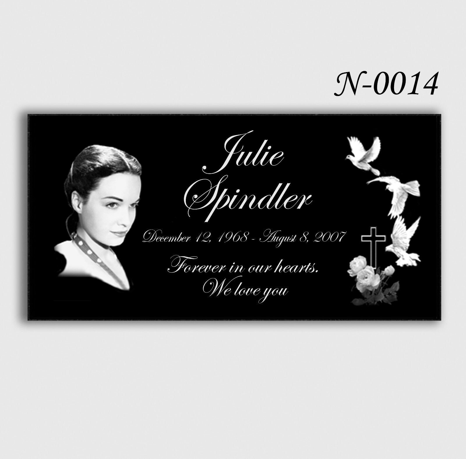 12x24x0.75 inch Human Headstone, Tombstone, Grave Marker, Diamond Engraved
