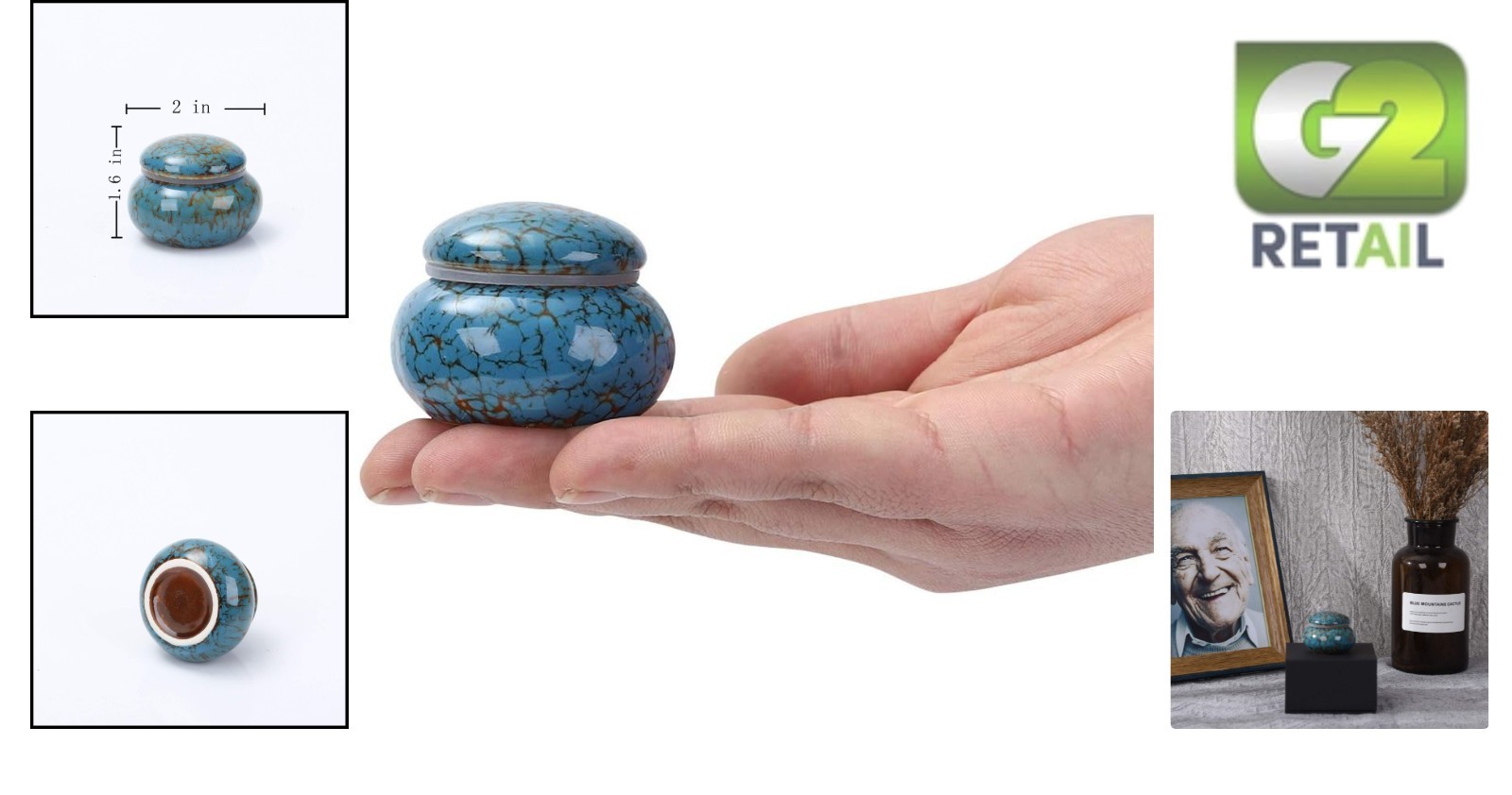 Beautiful Blue Paw Pattern Cup Urn – 1.6” Handcrafted Ceramic Keepsake