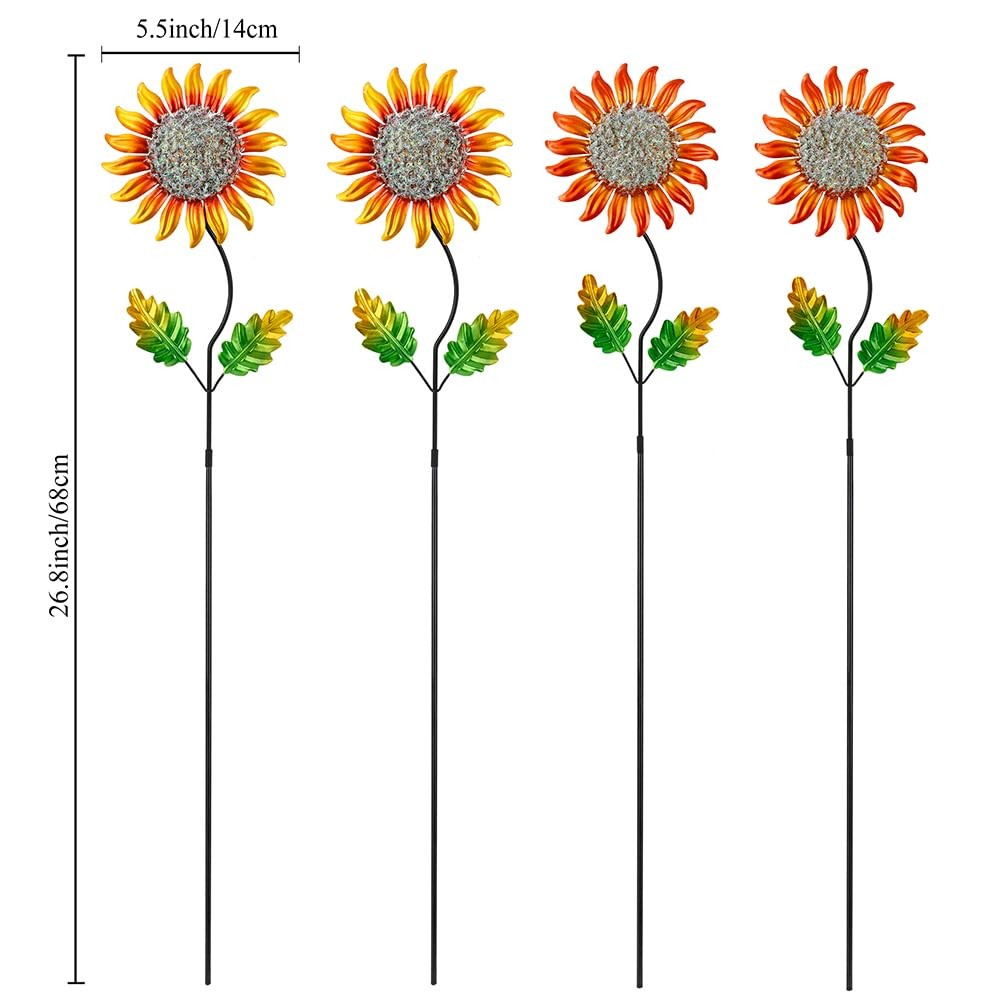 Garden Decor for Outside,Metal Sunflower Garden Stakes Lawn Ornaments Decorat…