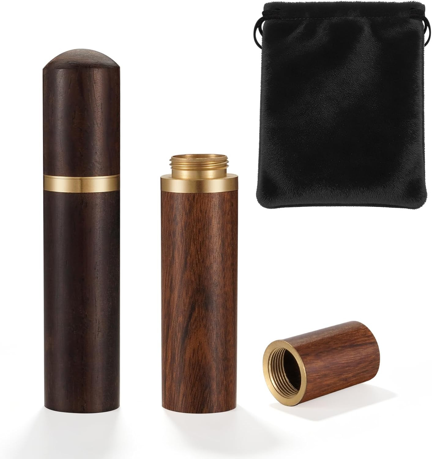 2Pcs Mini Urn for Human Ashes Keepsake Memorial Ashes Scattering Ebony Wood Rose