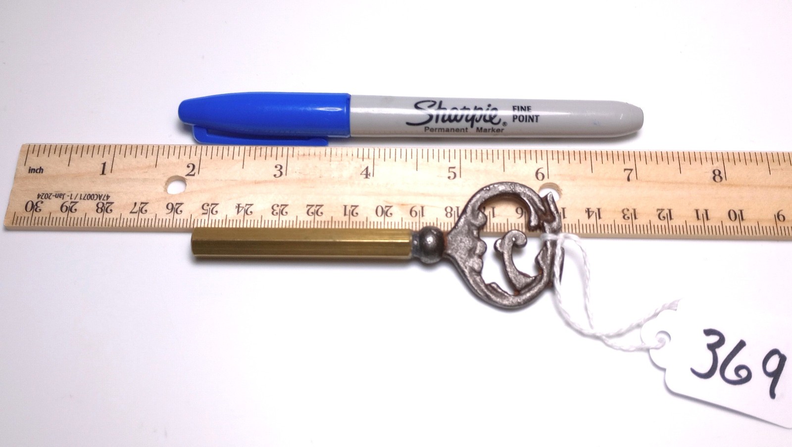 Cast Iron and Brass Skeleton Coffin Key / Casket Key