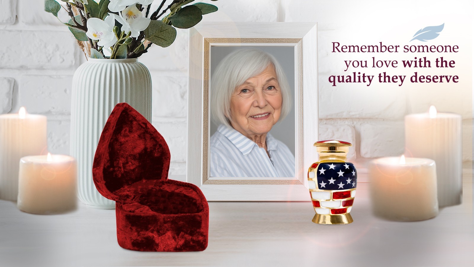Small Cremation Urn for Ashes Keepsake Aluminum American Flag Screw Top Lid