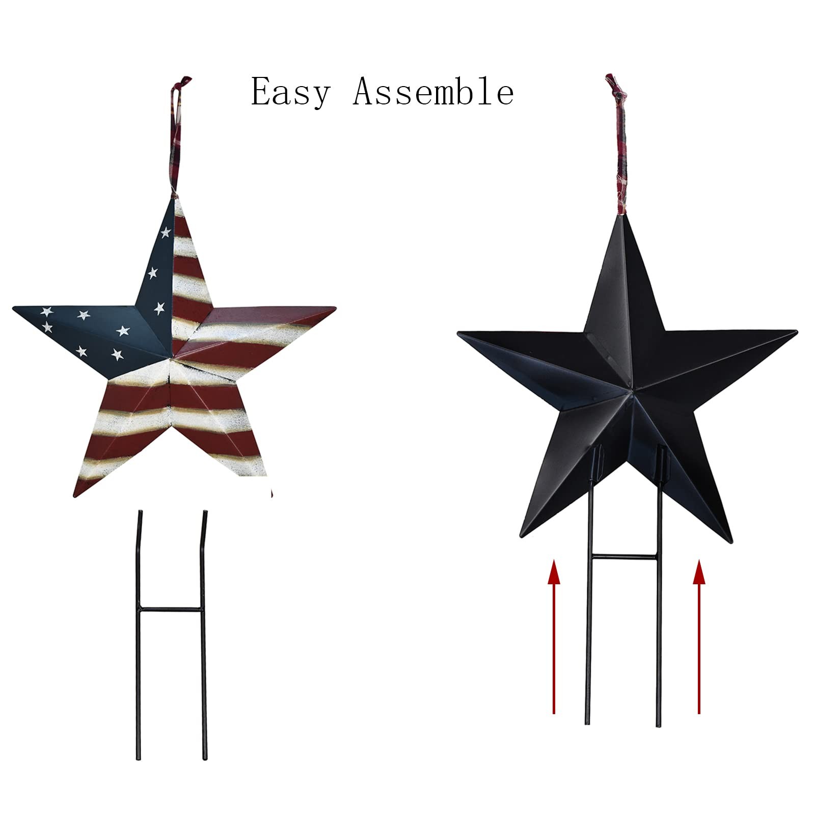 Patriotic Metal Star Yard Signs for 4th of July Outdoor Garden Decor