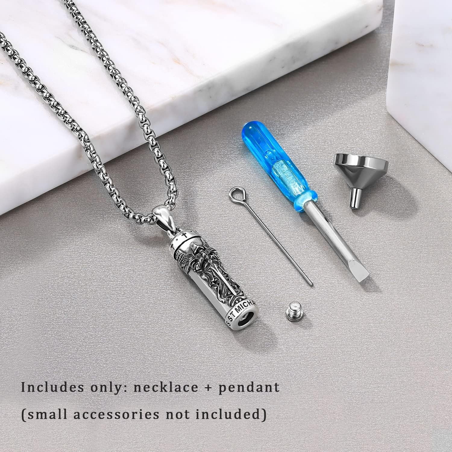 St Michael Cremation Jewelry for Ashes Sterling Silver Urn Necklace Men Women