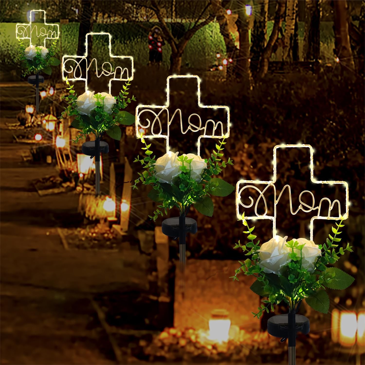 Cemetery Grave Decorations Mom Rose Color Grave Marker Memorial Gift for Mom