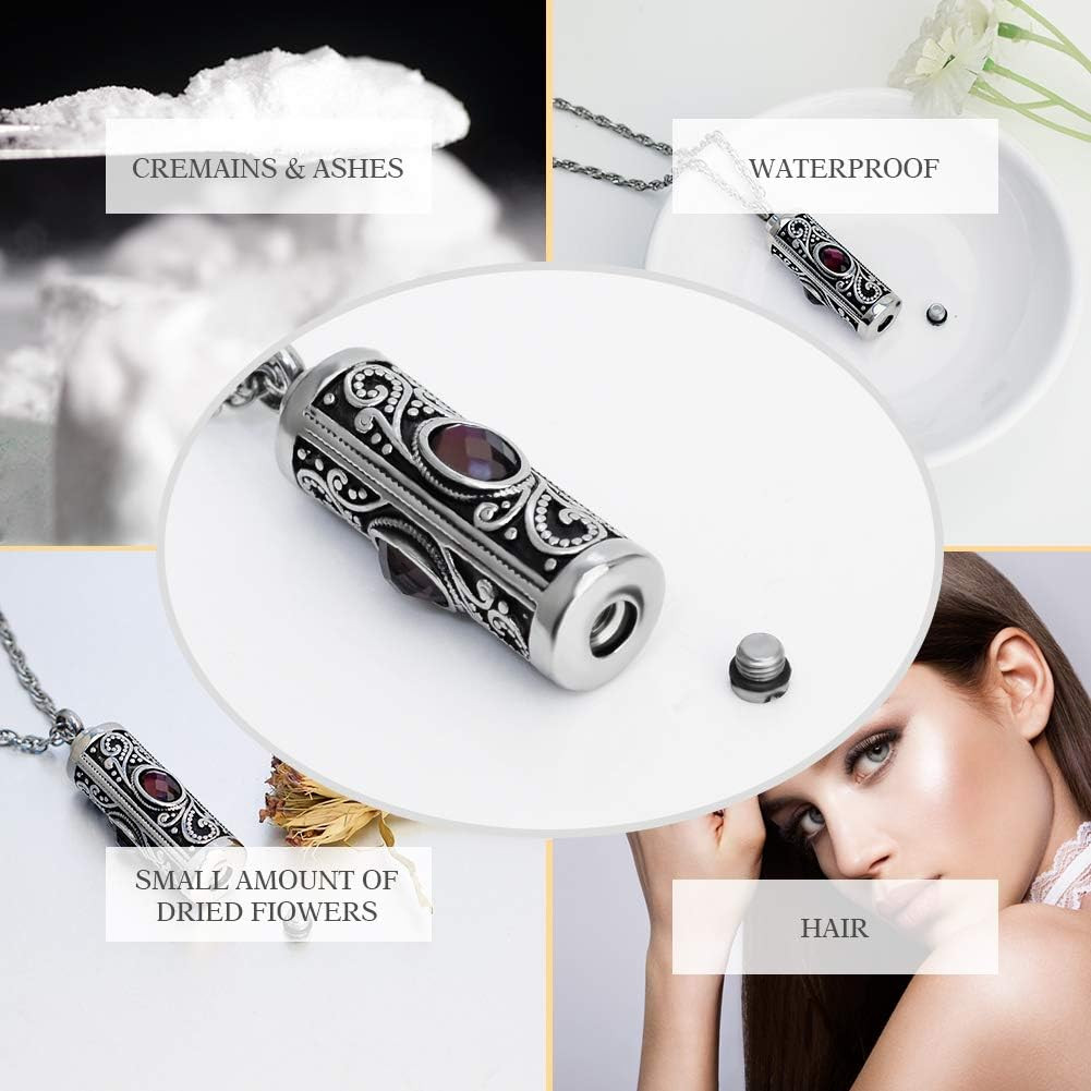 Crystal Cremation Urn Necklace for Ashes Keepsake Stainless Steel Memorial Penda