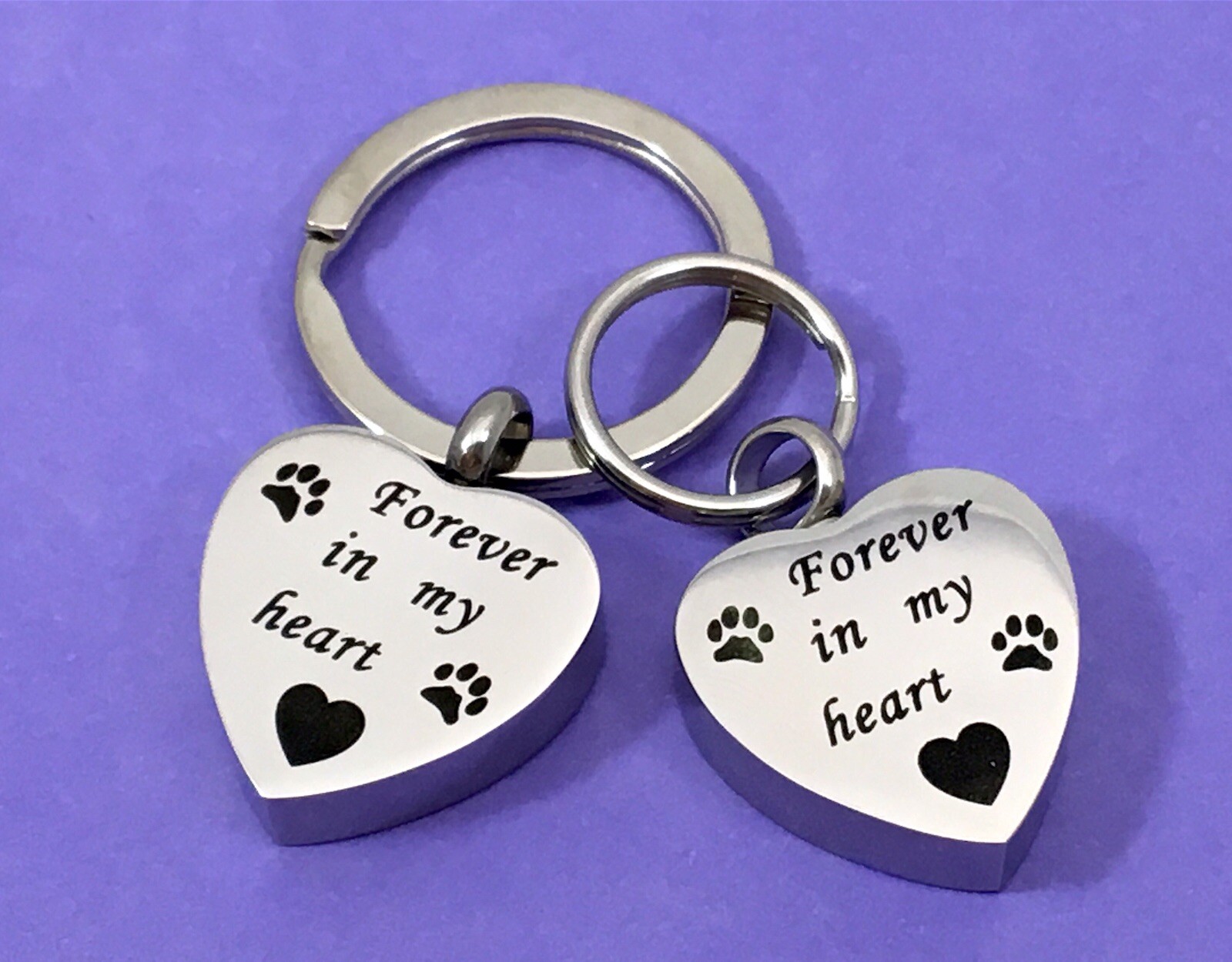 Keyring Urn .5″ Key Chain Pet Cremation Pendant Ashes Dog Cat Forever in Heart