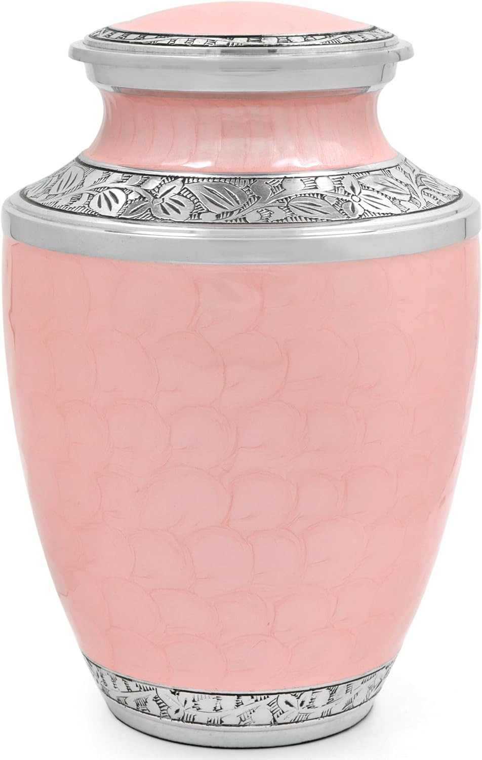 Elegant Handcrafted Pink & Silver Metal Cremation Urn for Adults 10