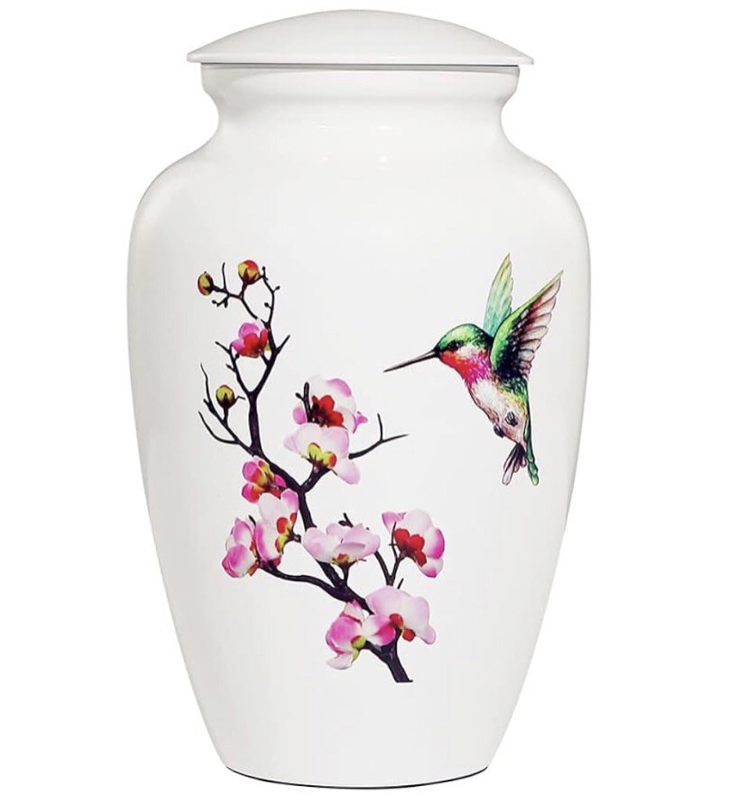 Hummingbird Cremation Urn – Large White Decorative Urn for Adult Ashes – Up t…