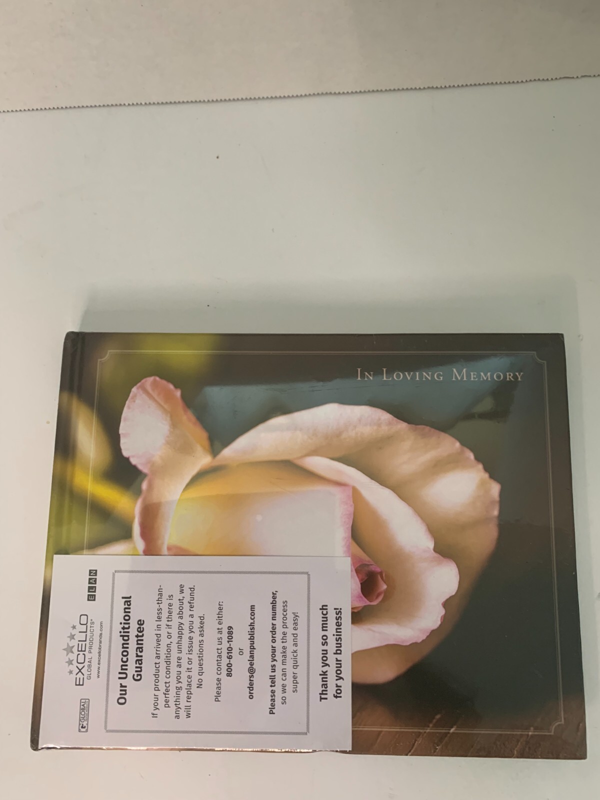In Loving Memory Funeral Guest Book Rose Sealed New 9×7 Hard Cover