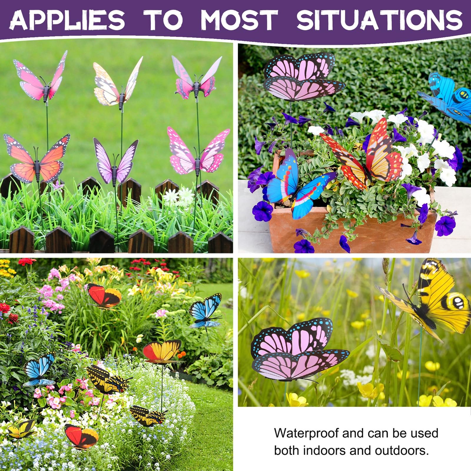 100 Butterfly Garden Stakes – Waterproof Outdoor Yard Art Decorations